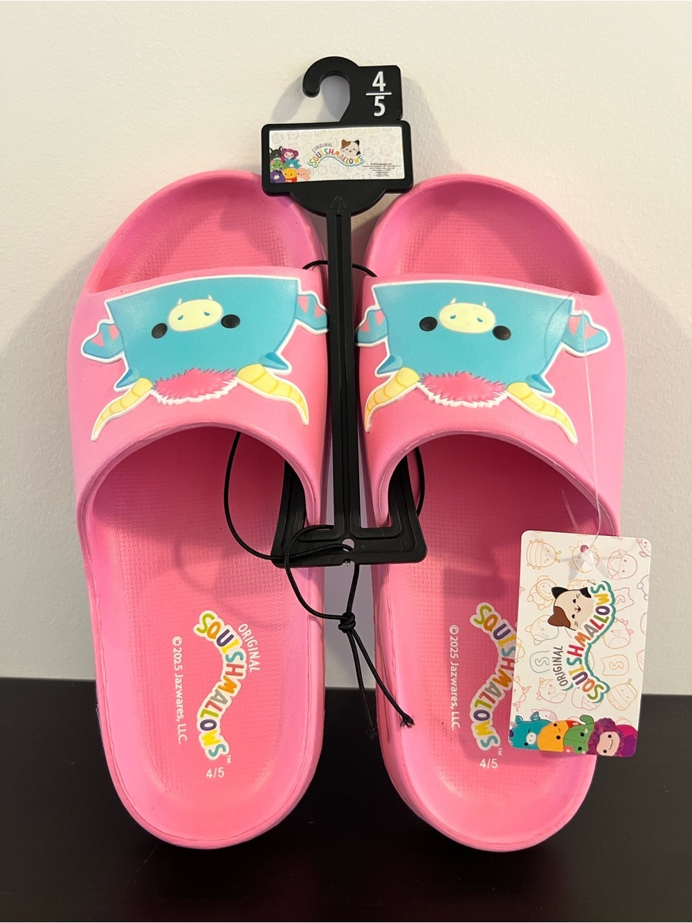 Squishmallows Pink Kids Slide Sandals with Blue Character Graphic